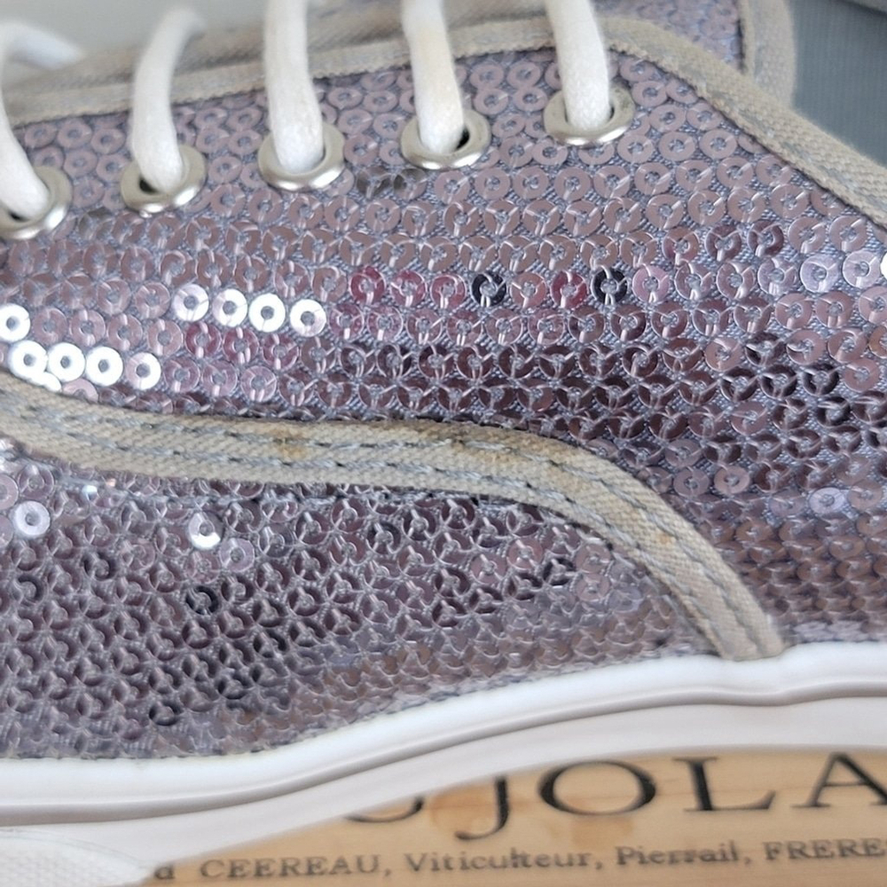 Vans Authentic Sequin Silver Lace Up Low Top Lo Pro Sneakers Shoes TB4R 6.5 - Picture 4 of 12